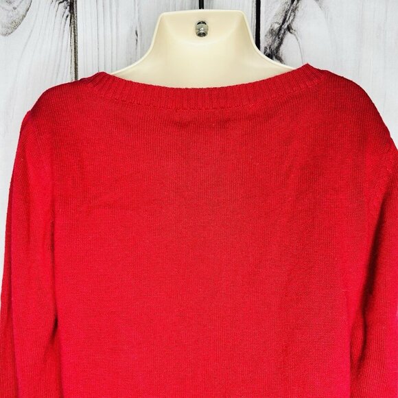 Cherokee Girls Red Sweater Long Sleeve Sz 6/6X Sequin Bow - Picture 6 of 7